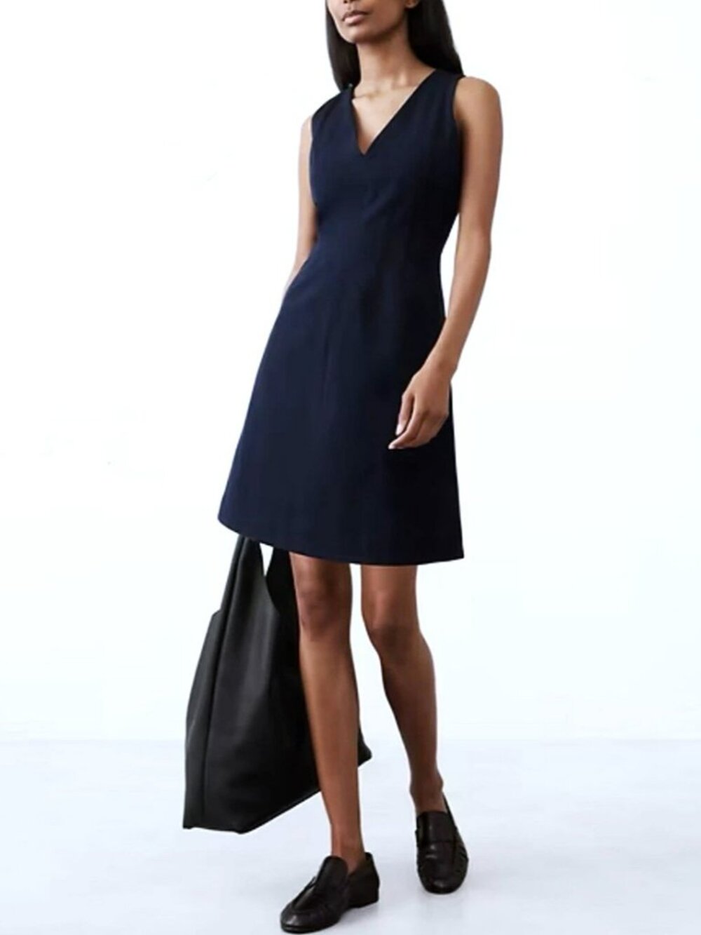 NWT Banana Republic Sloan Seamed Bodice Mini Dress Size 6P In Black